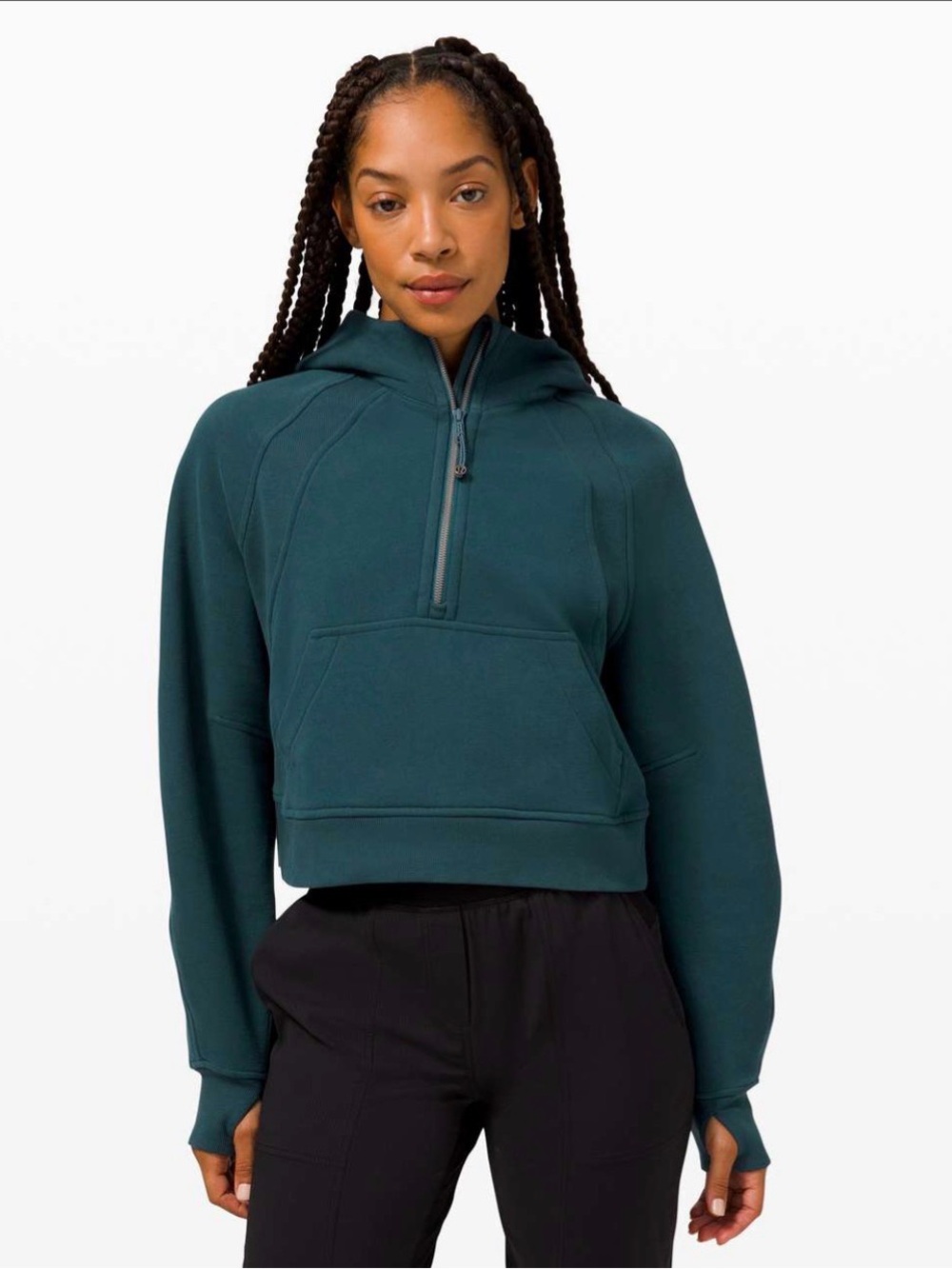 Lululemon Scuba Oversized Cropped 1/2 Zip Hoodie Submarine Teal XS/S W3DM4S